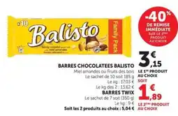 Hyper U Balisto BARRES CHOCOLATEES offre