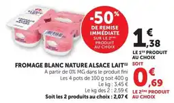 Super U FROMAGE BLANC NATURE ALSACE LAIT offre