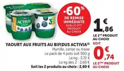 Super U ACTIVIA Yaourt aux fruits au bifidus offre