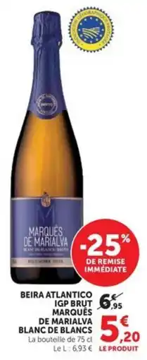 Hyper U MARQUÉS DE MARIALVA BEIRA ATLANTICO IGP BRUT BLANC DE BLANCS offre