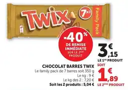 Super U TWIX CHOCOLAT BARRES offre