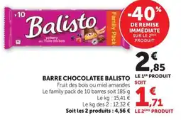 Super U Balisto BARRE CHOCOLATEE offre