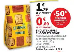 Super U LEIBNIZ BISCUITS NAPPE CHOCOLAT offre