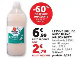 Super U Maison Net Lessive liquide musc blanc offre