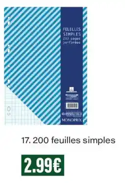 Monoprix MONOPRIX Feuilles simples offre