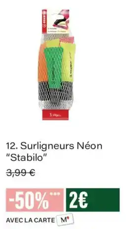 Monoprix Stabilo Surligneurs Néon offre