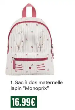 Monoprix Monoprix Sac à dos maternelle lapin offre