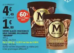 E.Leclerc Express MAGNUM Crème glacée Crackables Gold Caramel Billionaire offre