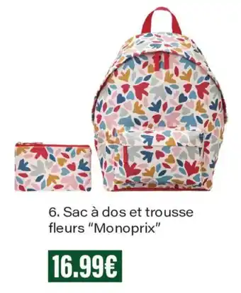 Monoprix Sac à dos et trousse fleurs