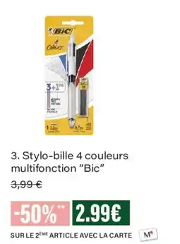 Monoprix Bic Stylo-bille 4 couleurs offre