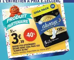 E.Leclerc Express Always Serviettes hygiéniques offre
