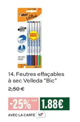 Monoprix BIC Feutres effaçables à sec Velleda offre