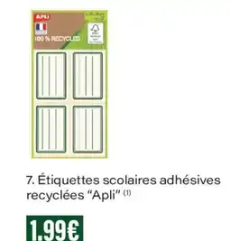 Monoprix Apli Étiquettes scolaires adhésives offre