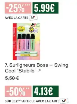 Monoprix Stabilo Surligneurs Boss + Swing Cool offre