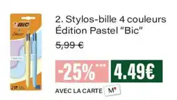 Monoprix BIC Stylos-bille 4 couleurs offre