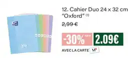 Monoprix Oxford Duo Cahier offre