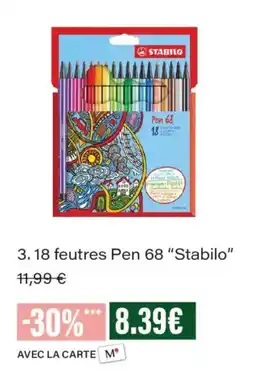 Monoprix Stabilo Pen 68 offre