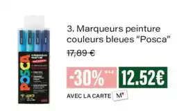 Monoprix Posca Marqueurs peinture couleurs bleues offre