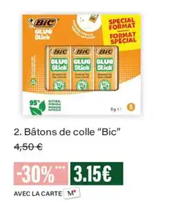 Monoprix Bic Bâtons de colle offre