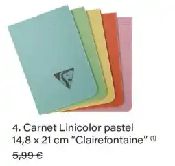 Monoprix Clairefontaine Carnet Linicolor pastel offre