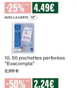 Monoprix Exacompta pochettes perforées offre
