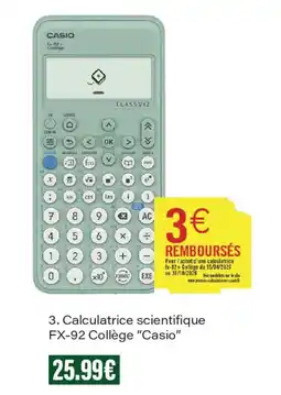 Monoprix CASIO Calculatrice scientifique FX-92 Collège offre