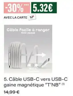 Monoprix T'NB Câble USB-C vers USB-C offre