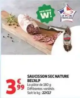 Auchan Supermarché BEL'ALP SAUCISSON SEC NATURE offre