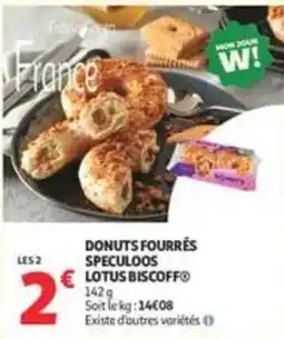 Auchan Supermarché DONUTS FOURRÉS SPECULOOS LOTUS BISCOFFO offre
