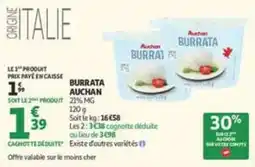 Auchan Supermarché Auchan Burrata offre
