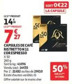 Auchan Supermarché L'OR ESPRESSO offre