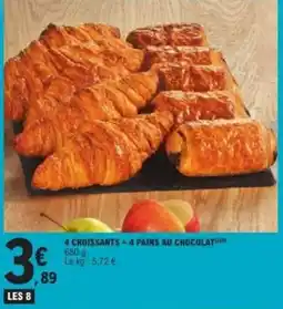 E.Leclerc 4 CROISSANTS + 4 PAINS AU CHOCOLAT offre