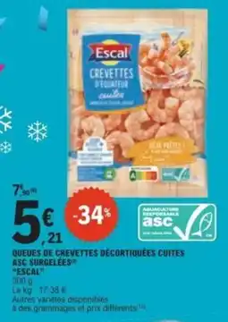 E.Leclerc ESCAL CREVETTES D'EQUATEUR CUITES offre