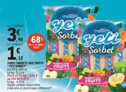 E.Leclerc Yeti Sorbet tubes sobrets aux fruits offre