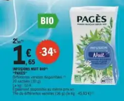 E.Leclerc PAGÈS INFUSIONS NUIT BIO offre
