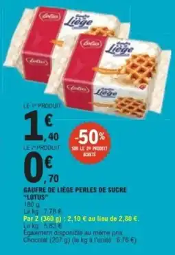 E.Leclerc Lotus Gaufre de Liège Perles de Sucre offre