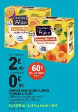 E.Leclerc Charles & Alice Compote sans sucres ajoutés offre