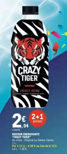 E.Leclerc Crazy Tiger Energy Drink offre