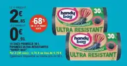E.Leclerc Handy bag 15 sacs poubelle poignees ultra-resistantes offre