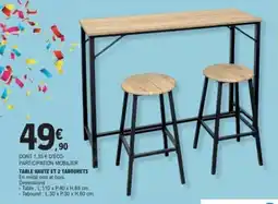 E.Leclerc TABLE HAUTE ET 2 TABOURETS offre