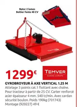 Rural Master Temver gyrobroyeur à axe vertical 1.25 m offre