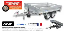 Rural Master Lider remorque utilitaire benne 2.50 m 2 essieux offre