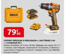 Rural Master Coffret perceuse à percussion + 2 batteries 2 ah + 1 chargeur 20 v offre