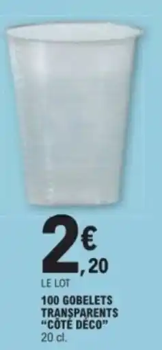 E.Leclerc CÔTÉ DÉCO Gobelets transparents offre