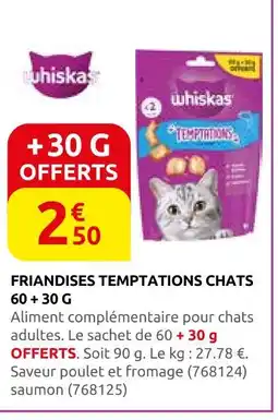 Rural Master Whiskas friandises temptations chats 60 + 30 g offre