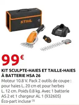 Rural Master Stihl kit sculpte-haies et taille-haies à batterie hsa 26 offre