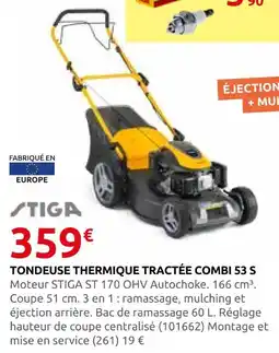 Rural Master Stiga tondeuse thermique tractée combi 53 s offre