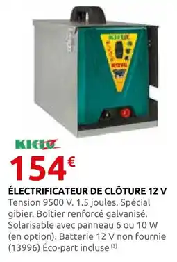 Rural Master Kiclo électrificateur de clôture 12 v offre