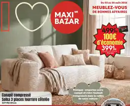 Maxi Bazar Maxi bazar canapé compressé solka 3 places fourrure côtelée offre