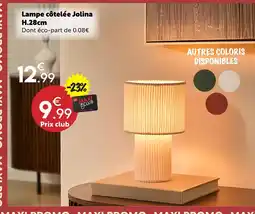 Maxi Bazar Lampe côtelée jolina h.28cm offre